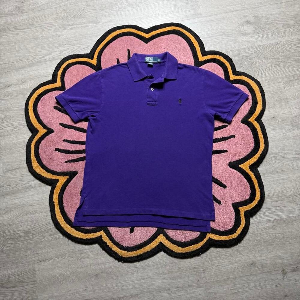 Vintage Y2K Polo Ralph Lauren Embroidered Logo Polo Shirt Medium Purple Preppy